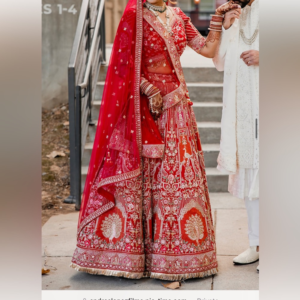 Red and Gold Embroidered bridal Dress - Picture 9 of 10